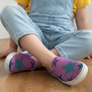 Rothys Kids Size 11 Purple Blue Star Pattern Slip On Flat Heel Sneakers Shoes